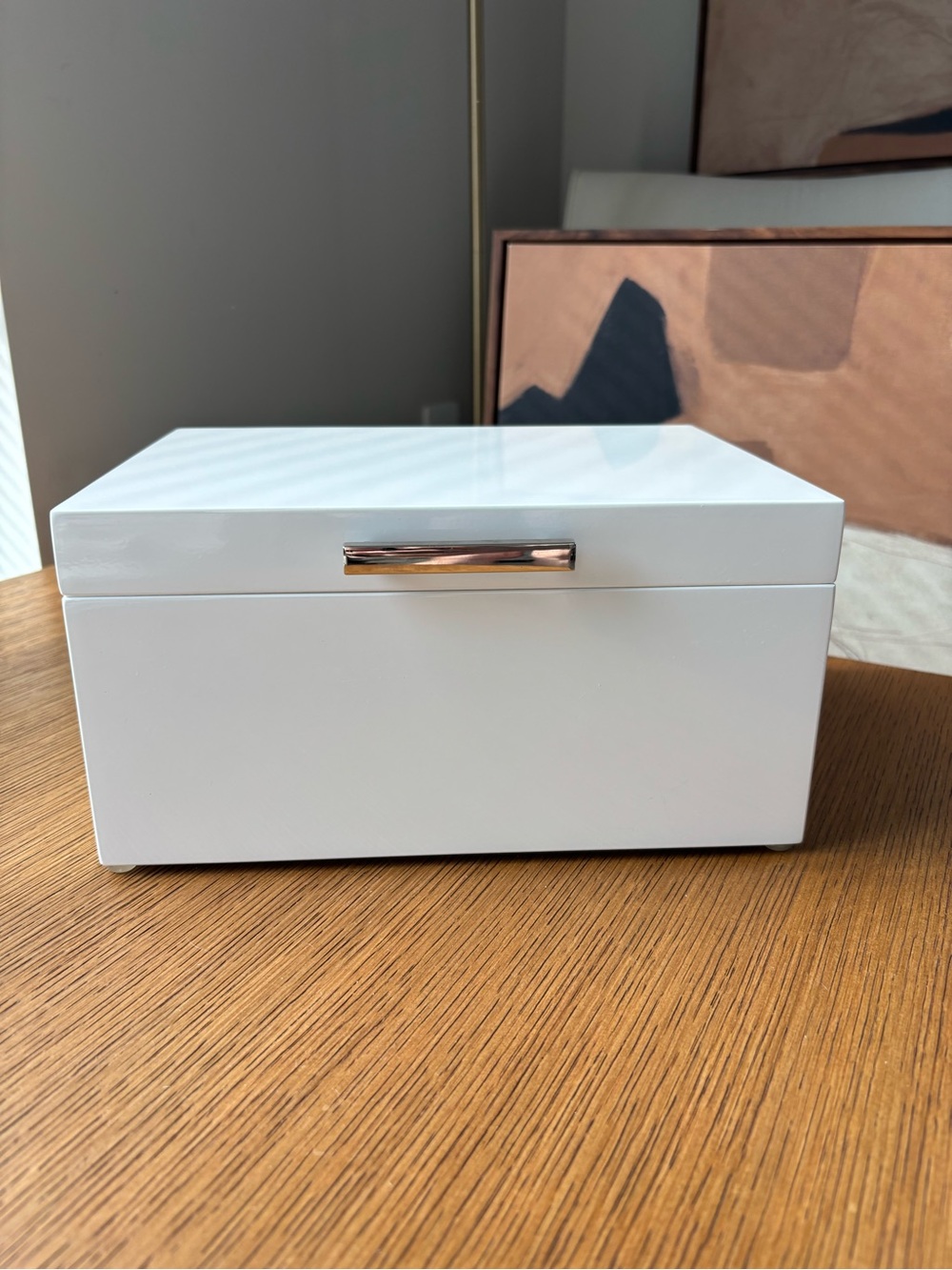 West Elm Mid-Century White Lacquer Jewelry Box